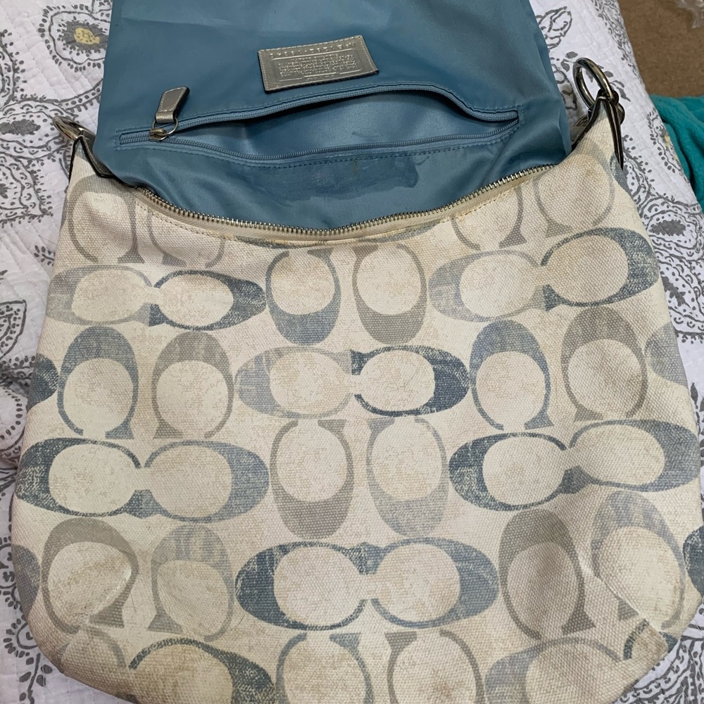 Coach blue and white purse